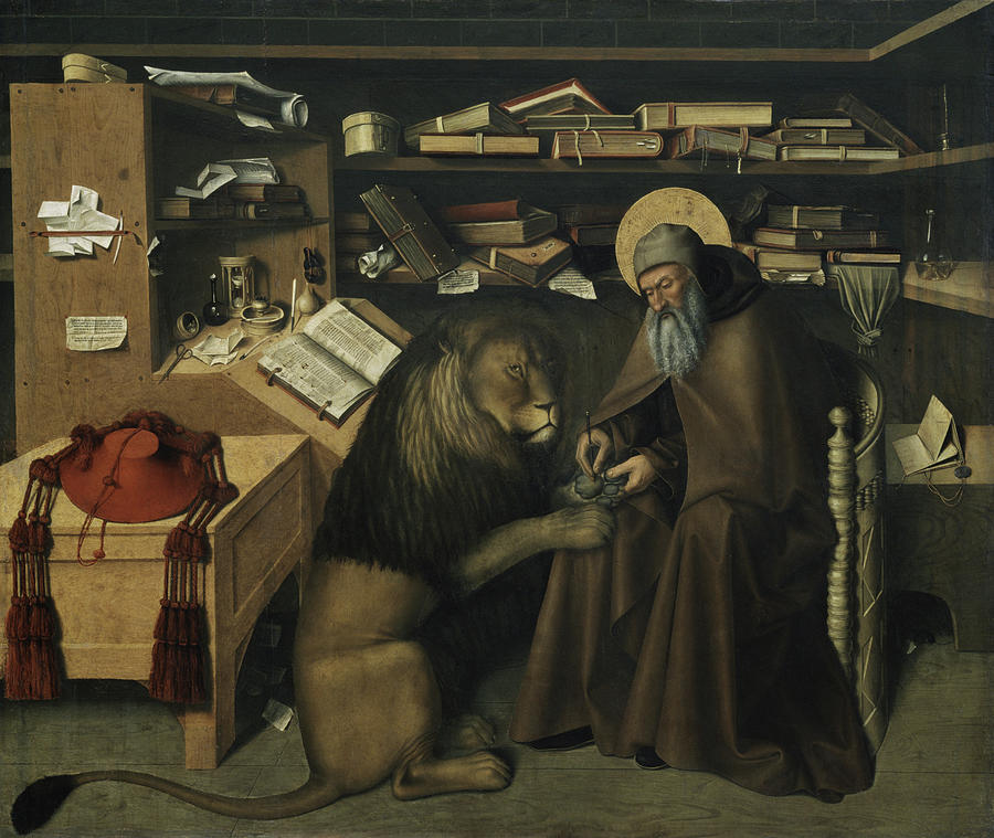 Saint Jerome Removes The Thorn Painting by Nicolo Antonio Colantonio