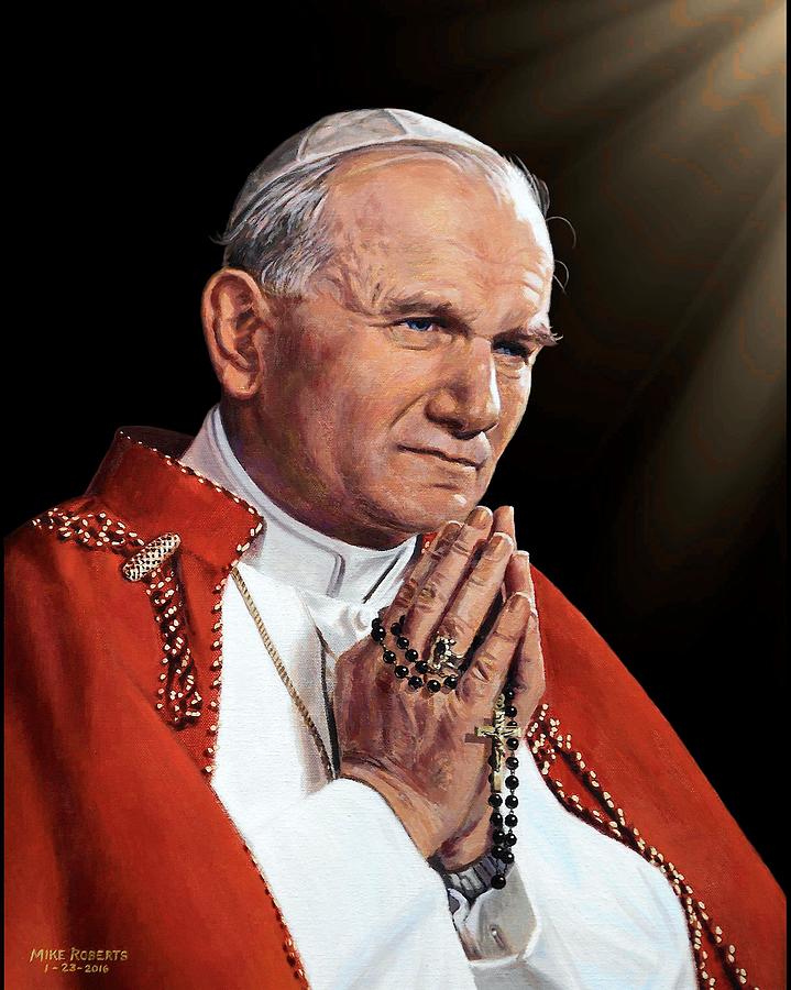 Portrait Painting - Saint John Paul II by Mike Roberts