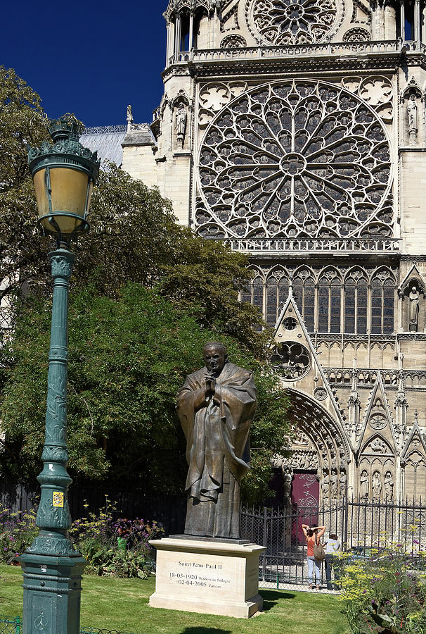 Paris Photograph - Saint John Paul II Statue by Sally Weigand