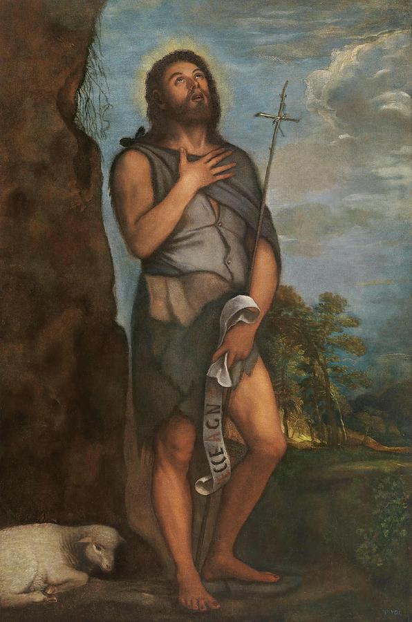 Saint John the Baptist. 1550 - 1555. Oil on canvas. Painting by Titian -c 1485-1576-