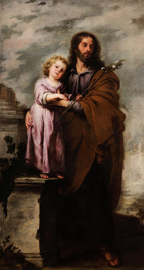 Bartolome Esteban Murillo Painting - Saint Joseph and the Christ Child, 1666  by Bartolome Esteban Murillo