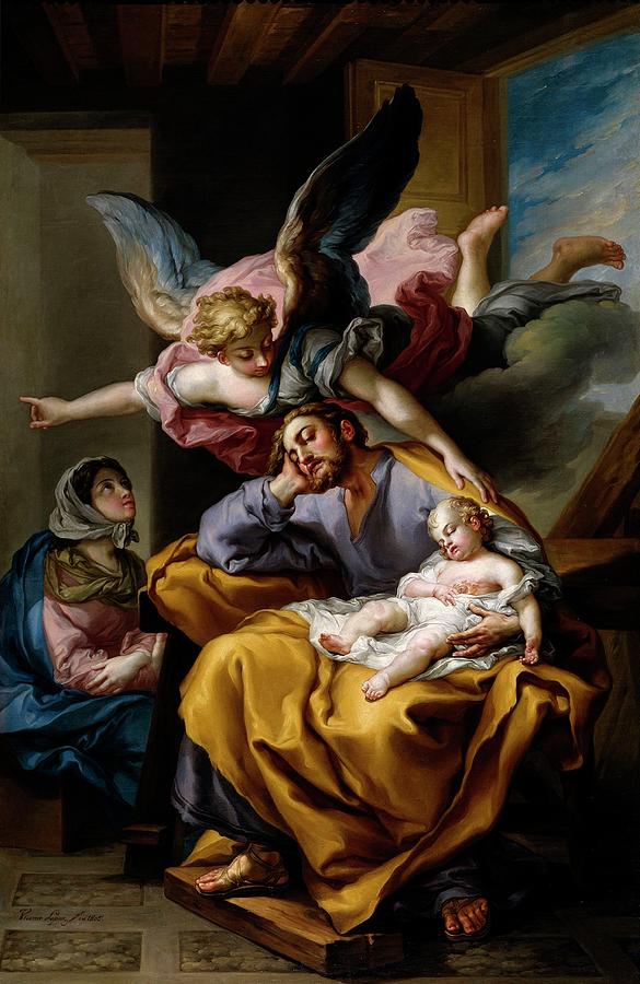 Saint Josephs Dream, 1805, Spanish School, Oil on canvas, 187 cm x 118... Painting by Vicente Lopez Portana -1772-1850-