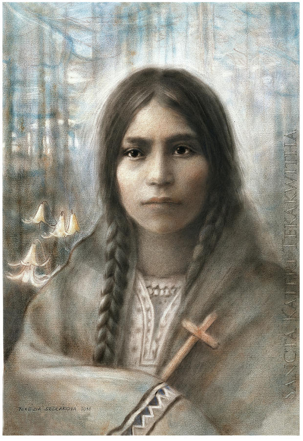 Nation Painting - Saint Kateri Tekakwitha by Terezia Sedlakova