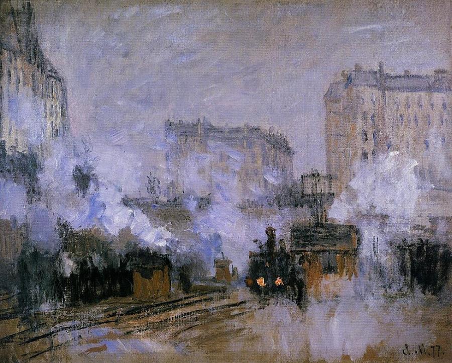 Claude Monet Painting - Saint-Lazare Station, Arrival of a Train, 1877 by Claude Monet