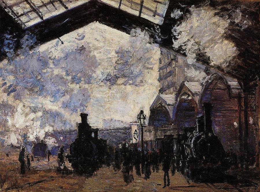 Saint-lazare Station, Exterior View, 1877 Painting