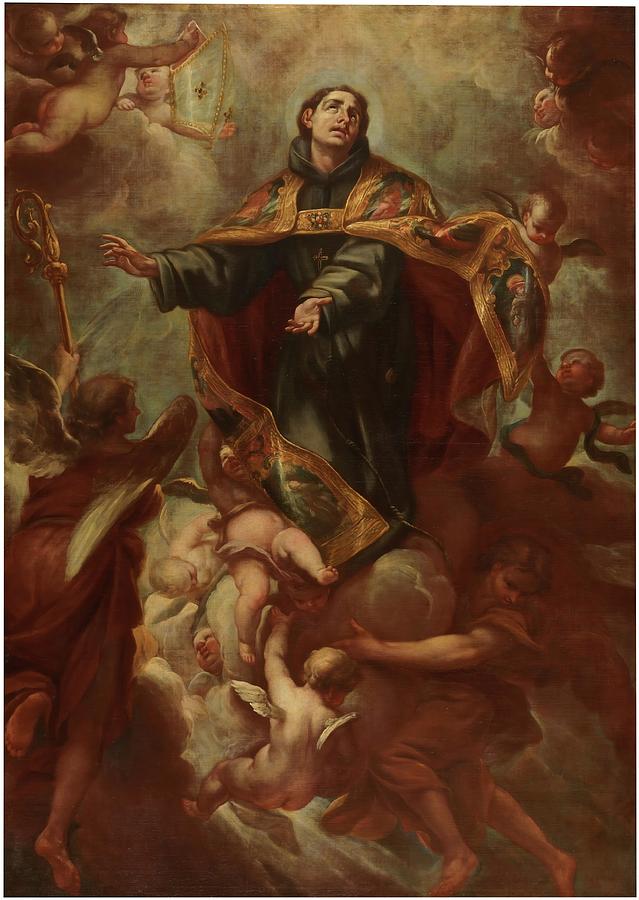 Saint Louis, Bishop, in Glory. 1693. Oil on canvas. SAN LUIS BELTRAN. Painting by Isidoro Arredondo -1655-1702-