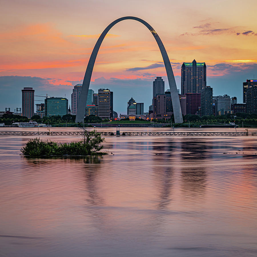 Saint Louis Gateway Arch Skyline Over The Mississippi River 1x1 Photograph