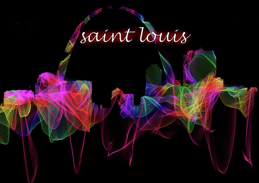 Saint Louis Skyline Art with Script Digital Art by Debra and Dave Vanderlaan
