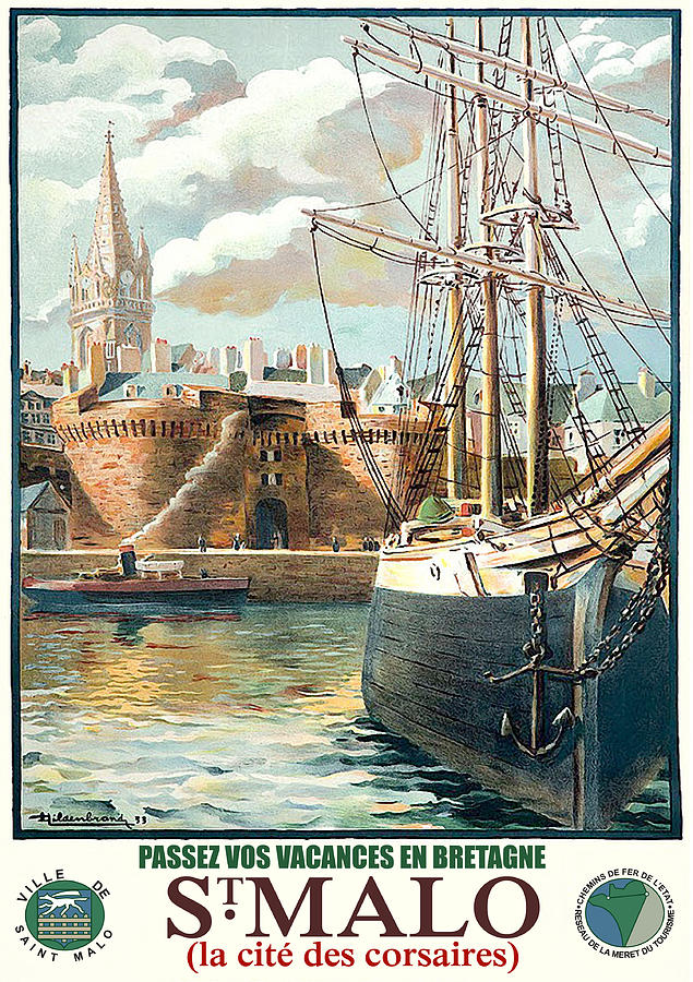 Boat Digital Art - Saint Malo port, France by Long Shot