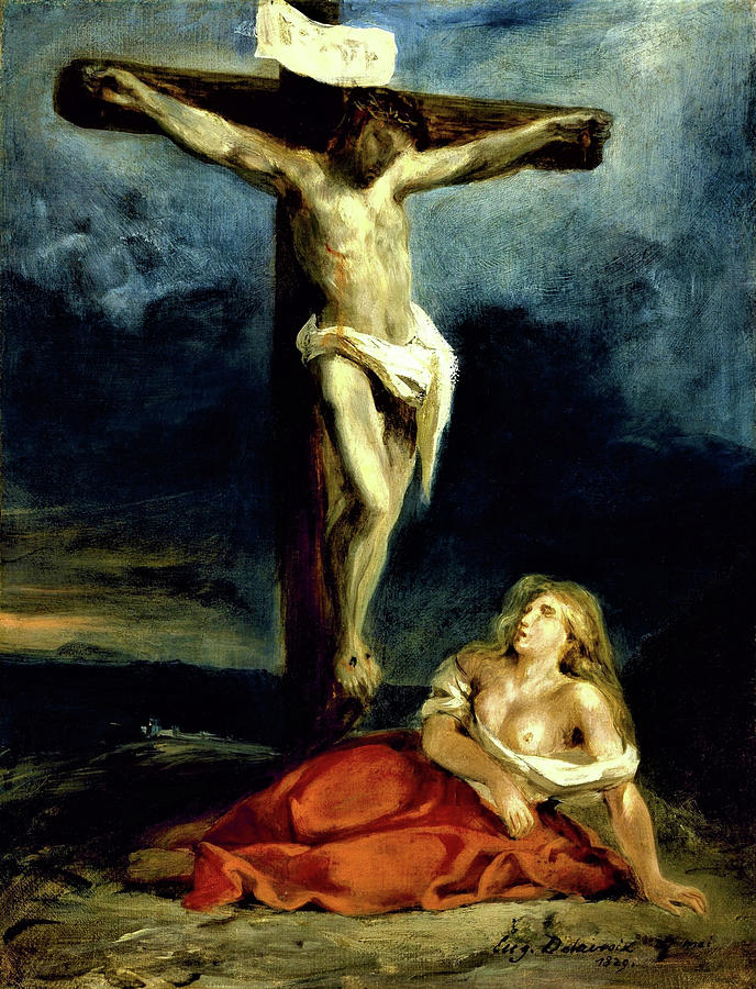 Eugene Delacroix Painting - Saint Mary Magdalene at the Foot of the Cross - Digital Remastered Edition by Eugene Delacroix Eugene Delacroix Painting - Saint Mary Magdalene at the Foot of the Cross - Digital Remastered Edition by Eugene Delacroix