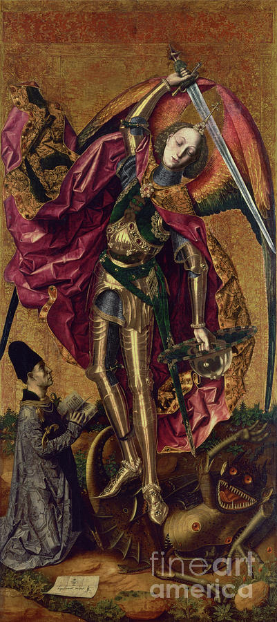 Saint Michael Triumphs Over The Devil, 1468 Painting by Bermejo