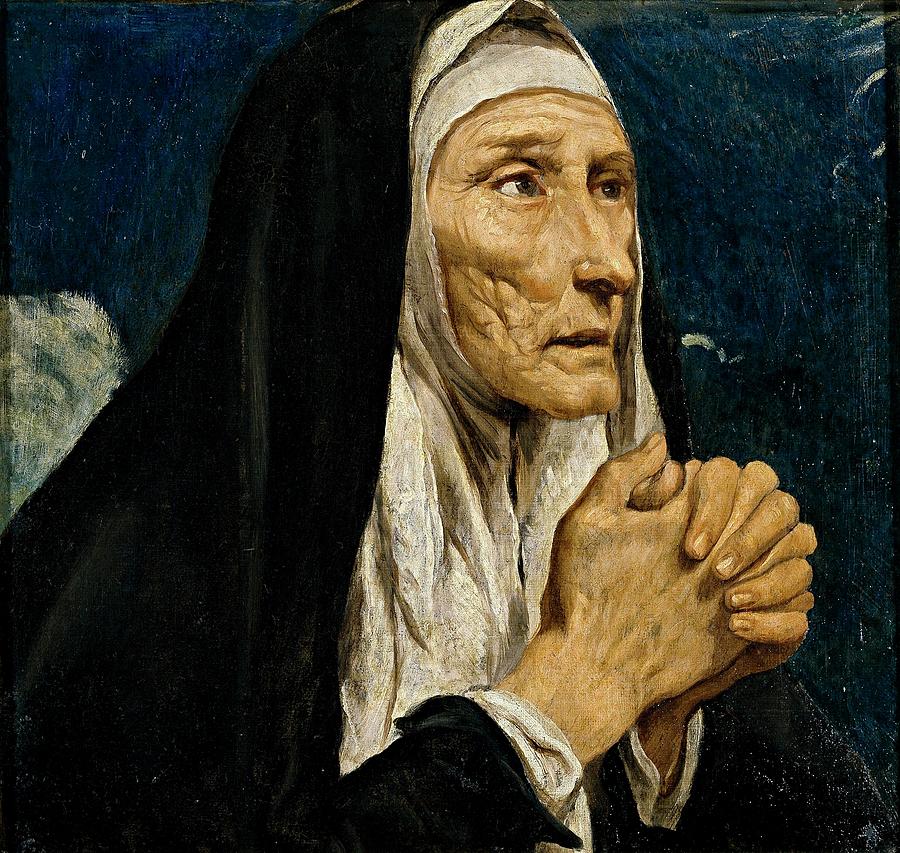 Saint Monica, 1616, Spanish School, Oil on canvas, 42 cm x 40 cm, P02836. Painting by Luis Tristan de Escamilla -c 1587-1624- Saint Monica, 1616, Spanish School, Oil on canvas, 42 cm x 40 cm, P02836. Painting by Luis Tristan de Escamilla -c 1587-1624-
