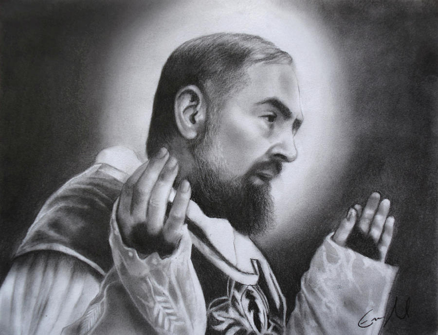Saint Padre Pio Drawing - Saint Padre Pio by Eric Armusik Saint Padre Pio Drawing - Saint Padre Pio by Eric Armusik
