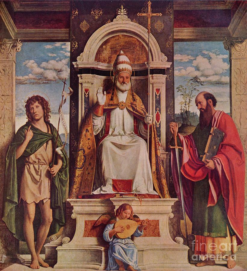 Saint Peter Enthroned With Saints, John Drawing by Print Collector