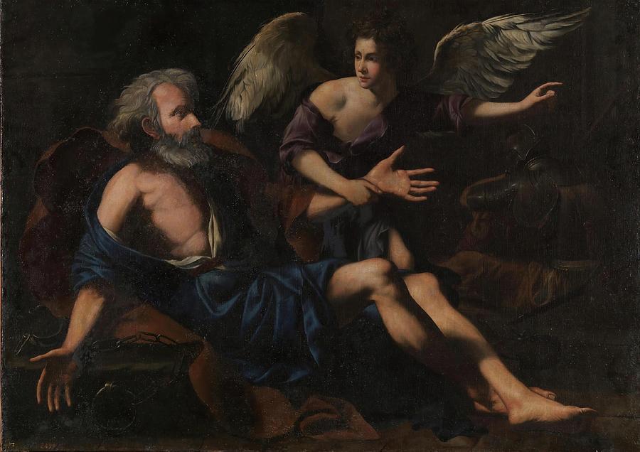 Saint Peter freed by an Angel. XVII century. Oil on canvas. Painting by Tommaso Salini