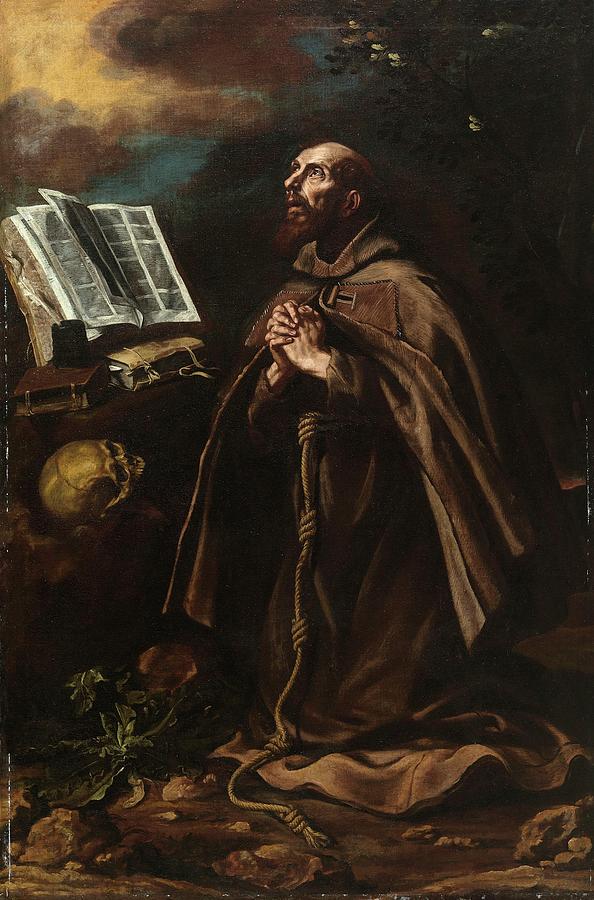 Saint Peter of Alcantara, Early 17th century, Spanish School, Oil on canvas, 169... Painting by Luis Tristan de Escamilla -c 1587-1624-