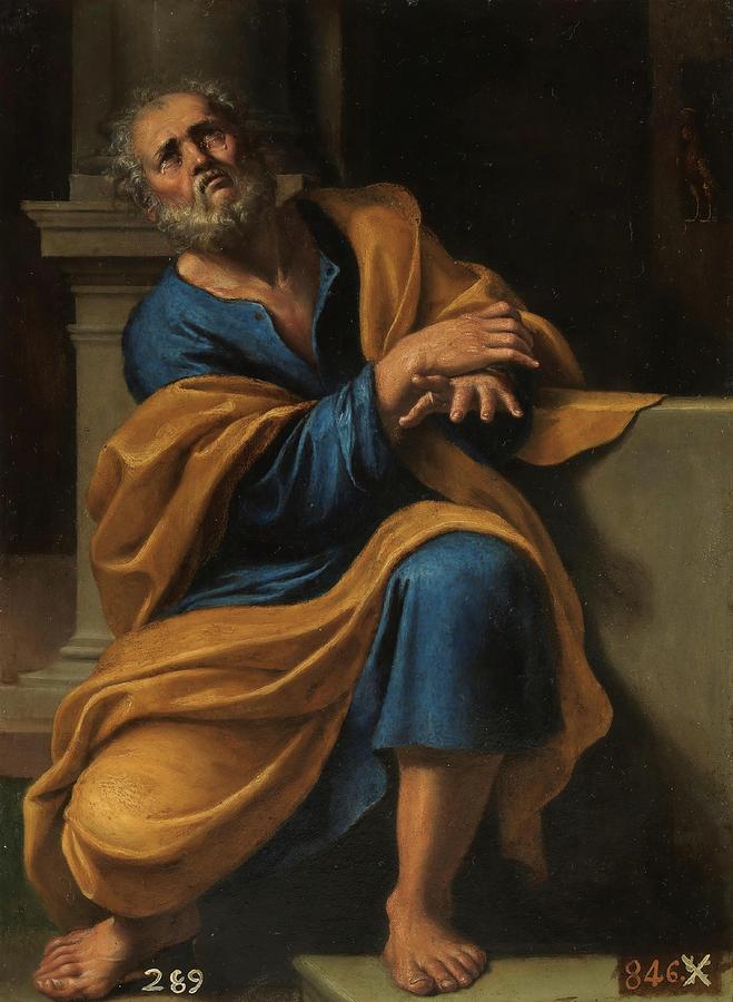 Saint Peter weeping. Ca. 1640. Oil on copperplate. Painting by Domenico Zampieri -1581-1641-