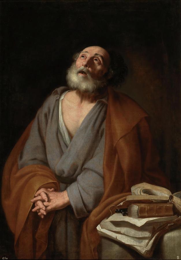 Saint Peter weeping. XVII century. O... Painting by Anonymous