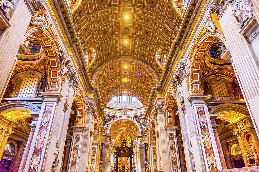 Architecture Photograph - Saint Peters Basilica Nave Bernini by William Perry