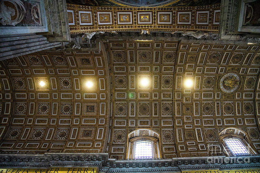 Saint Peters Basilica Rome Ceiling Details Photograph by Wayne Moran