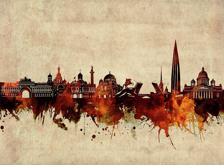 Saint Petersburg Skyline Sepia Digital Art