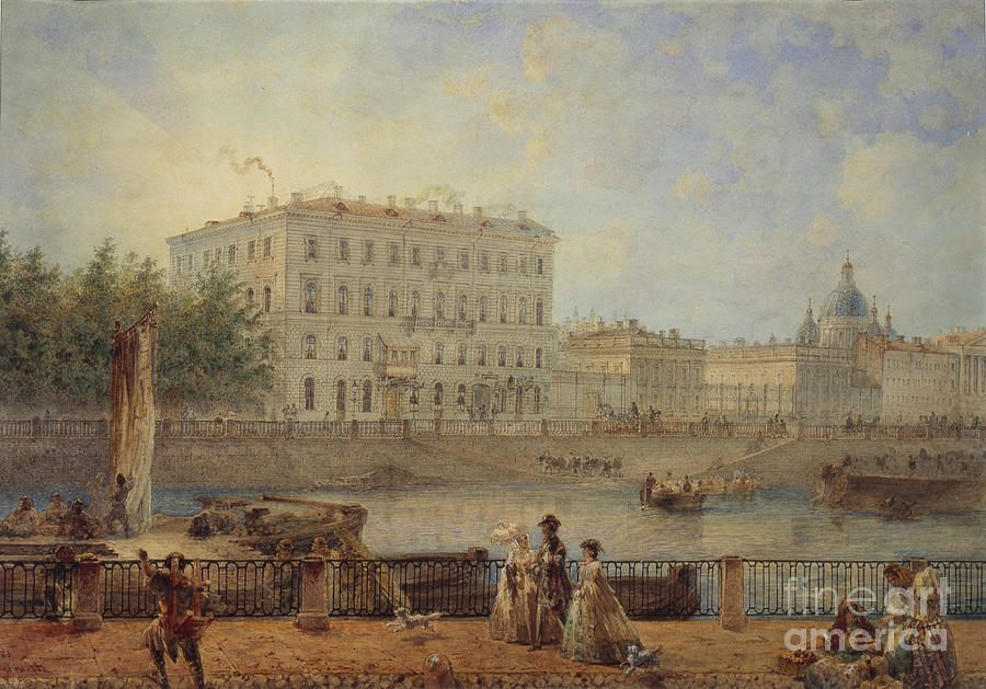 Saint Petersburg. View Of The Fontanka Drawing by Heritage Images