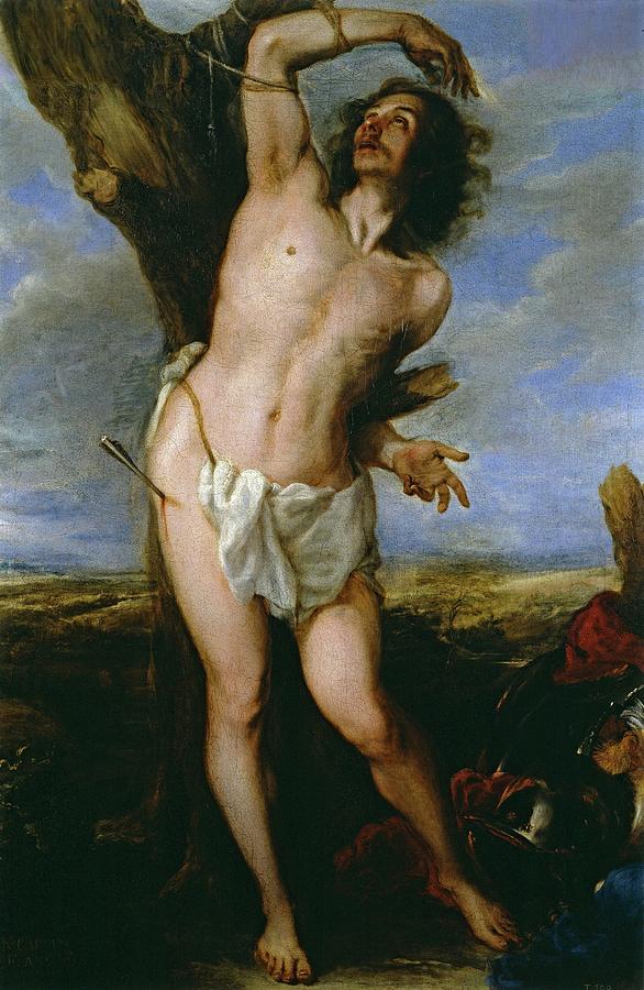 Saint Sebastian, 1656, Spanish School, Oil on canvas, 171 cm x 113 cm... Painting by Juan Carreno de Miranda -1614-1685-