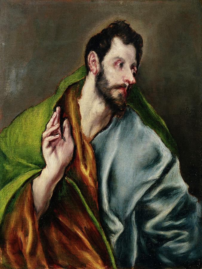 Saint Thomas, 1608-1614, Spanish School, Oil on canvas, 72 cm x 55 cm... Painting by El Greco -1541-1614-