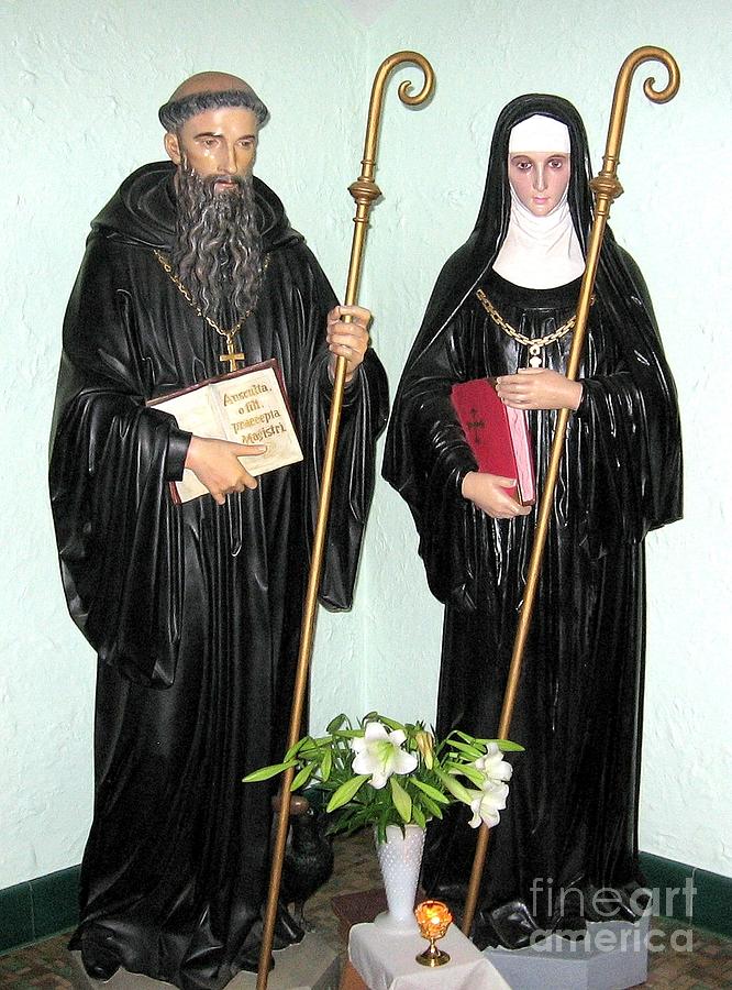 Saints Benedict and Scholastica Statues at Saint Josephs Monastery Photograph by Rose Santuci-Sofranko