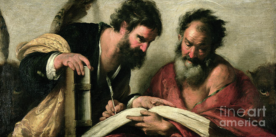 Saints John The Evangelist And Mark Discussing Their Writings Painting ...