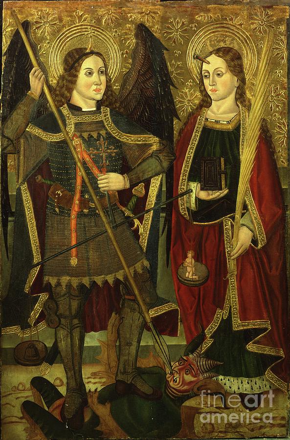 Saints Michael And Engracia Painting by Juan De La Abadia