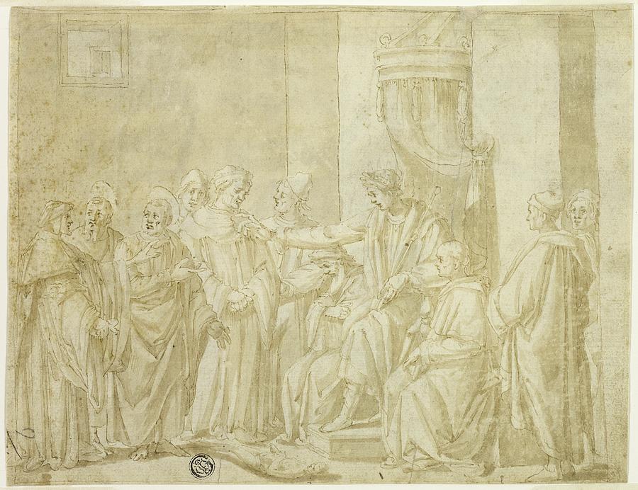 Saints Peter And Paul Disputing With Simon Magus Before Nero Drawing by ...