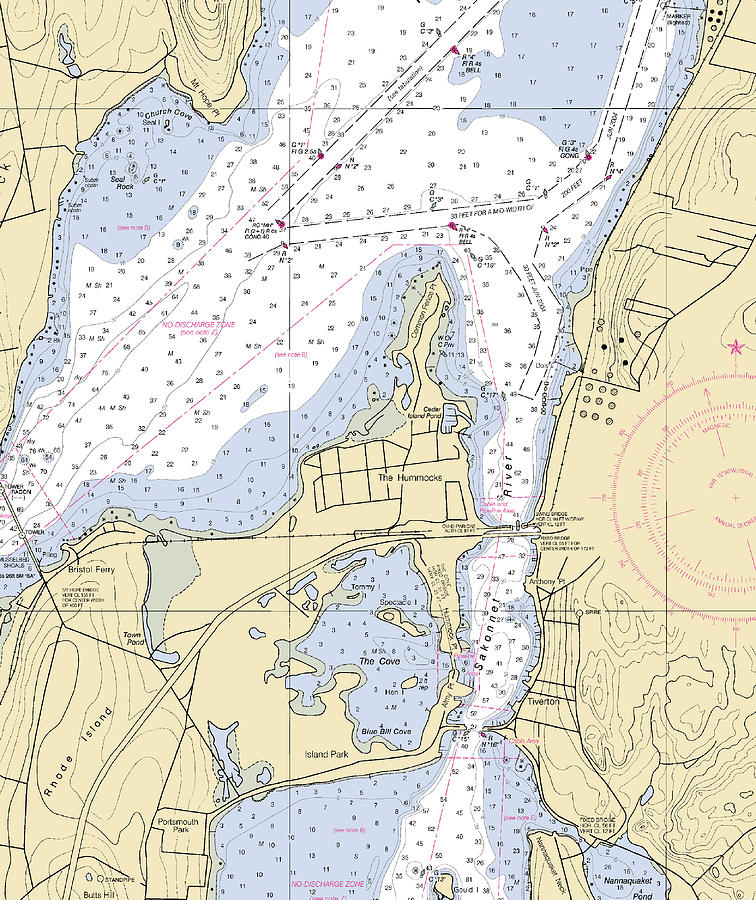 Riverrhode Island Nautical Chart Mixed Media by Sea Koast