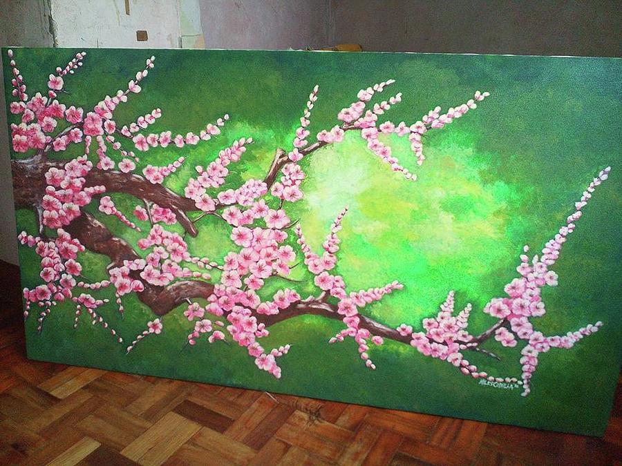 Sakura Painting by Miles Cobilla - Pixels