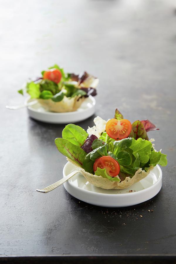 Salad In Parmesan Baskets Photograph by Rafael Pranschke