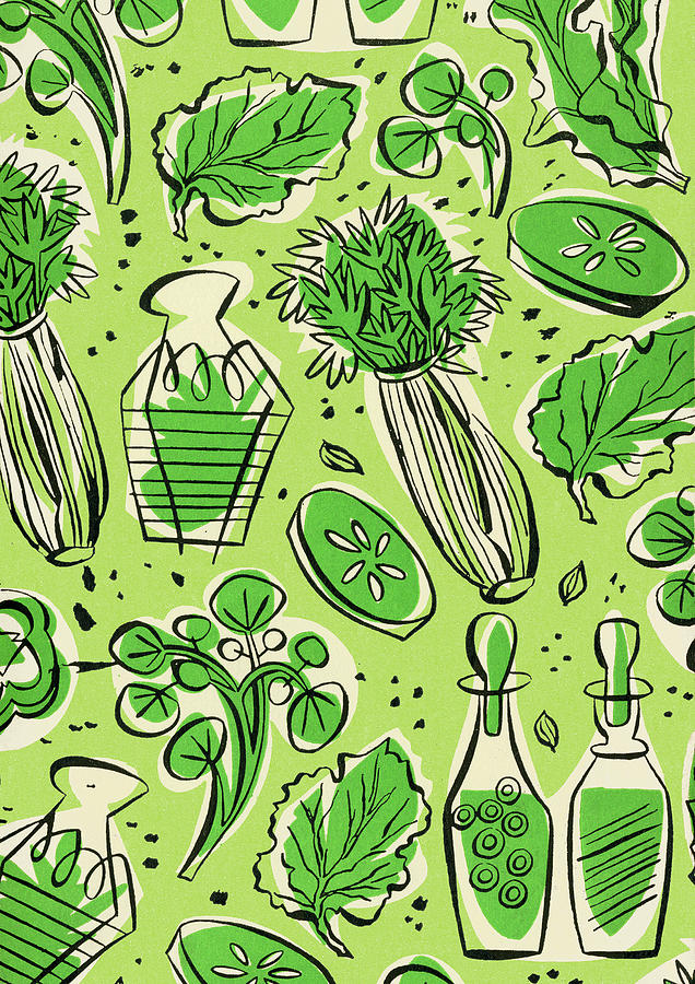 Abstract Drawing - Salad Pattern by CSA Images