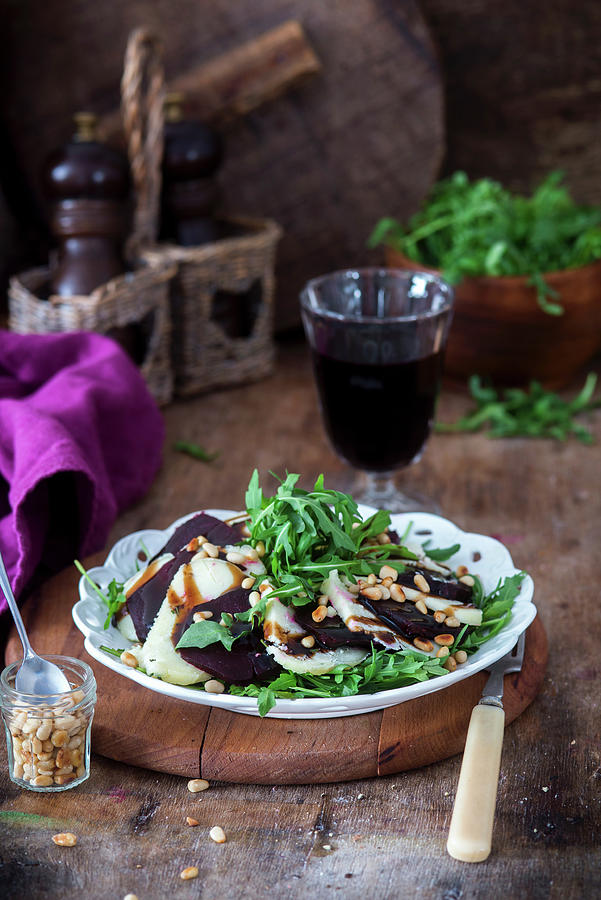 Salad With Baked Beetroot, Rocket And Homemade Soft Cheese Photograph by Irina Meliukh