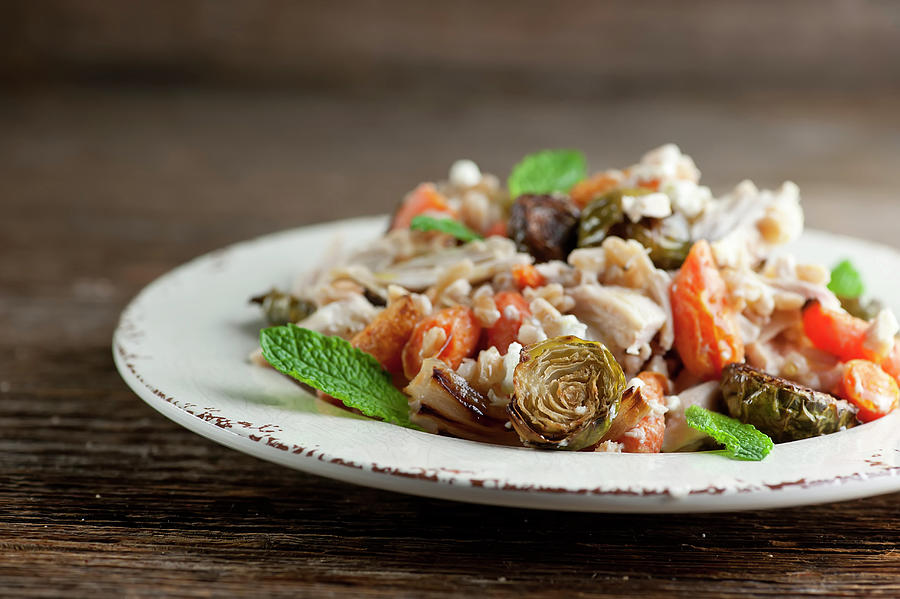 Salad With Chicken And Roast Vegetables Photograph by Framed Cooks Photography