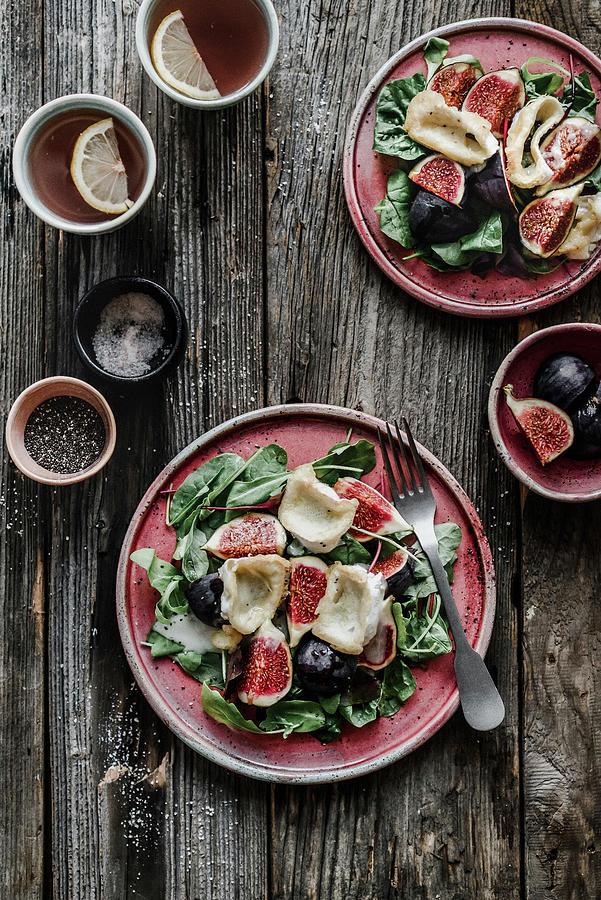 Salad With Figs, Goat Cheese And Spinach Photograph by Kasia Wala