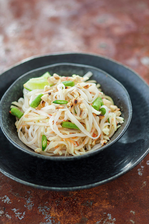 Salad With Green Papaya, Yardlong Beans And Wide Rice Noodles vegan Photograph by Jan Wischnewski