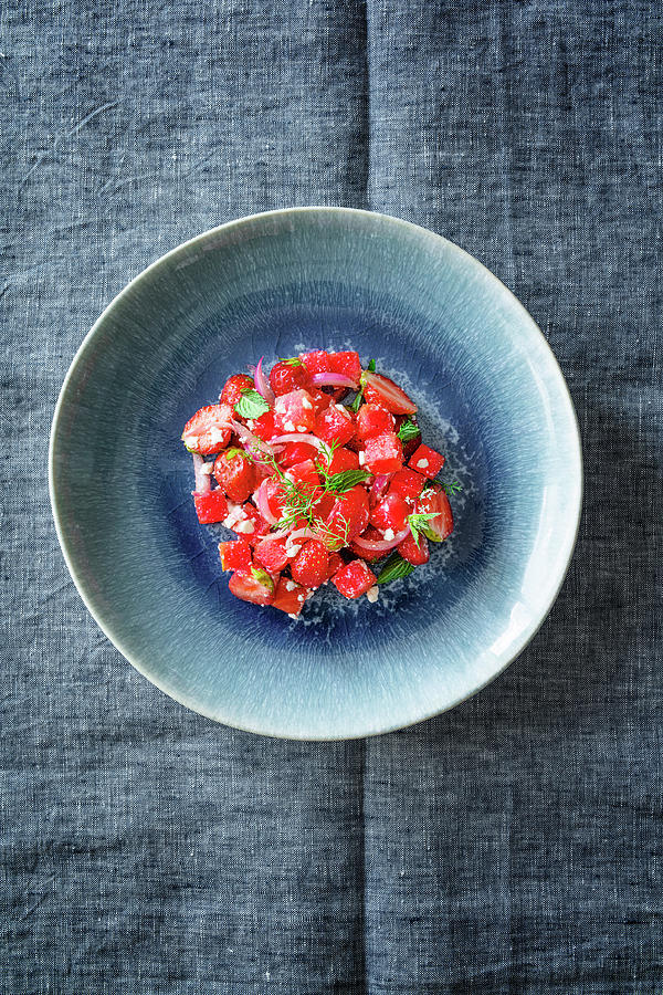 Salad With Strawberries, Watermelon And Feta levante Cuisine Photograph by Jan Wischnewski