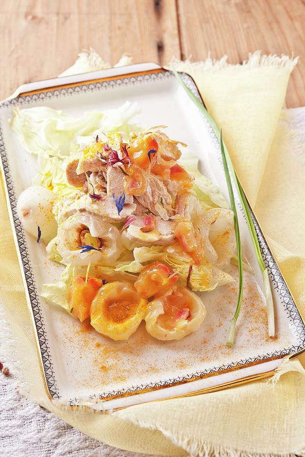 Salad With Strips Of Chicken Breast And Lychee Curry Chutney Photograph by Atelier Hmmerle