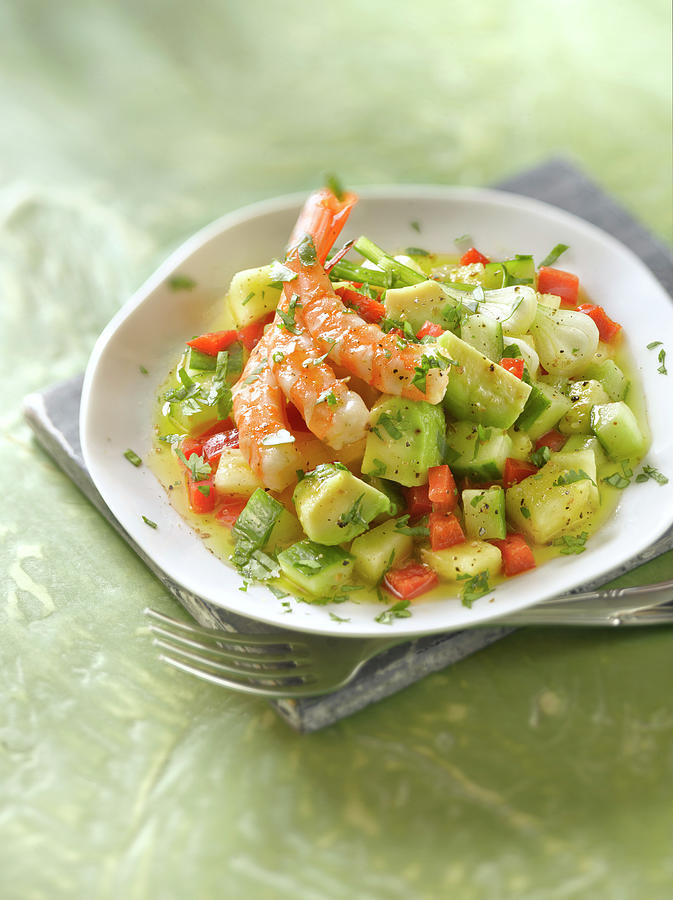 Salade D&amp;#39;avocat, Ananas, Poivron Et Crevette Avocado,pineapple,pepper ...