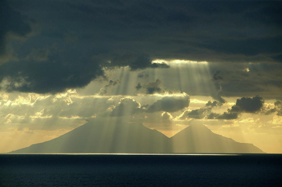 Salina Island, Clouds, Sicily Digital Art by Alessandro Saffo