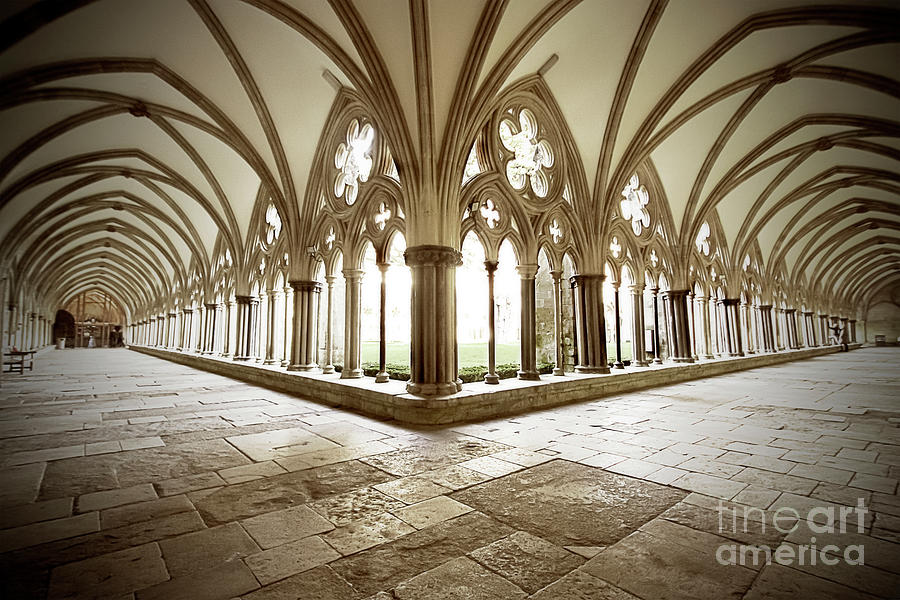 Architecture Photograph - Salisbury Cathedral Cloisters by Terri Waters
