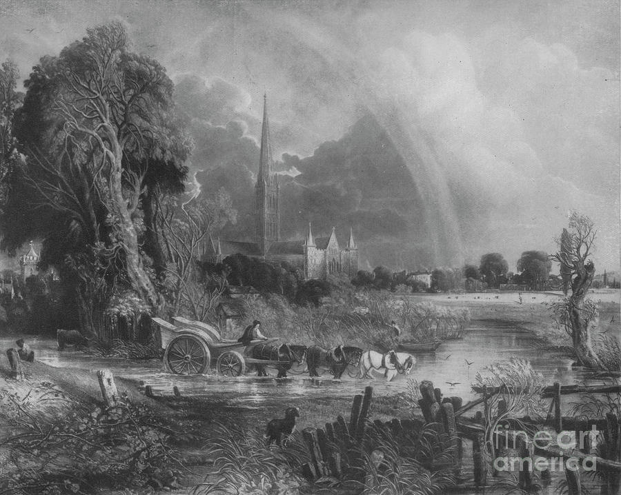 Salisbury Cathedral From The Meadows Drawing by Print Collector