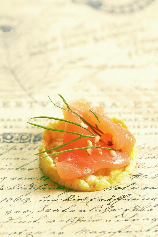 Salmon Canapes With Sesame Seeds And Dill Photograph by Miriam Rapado