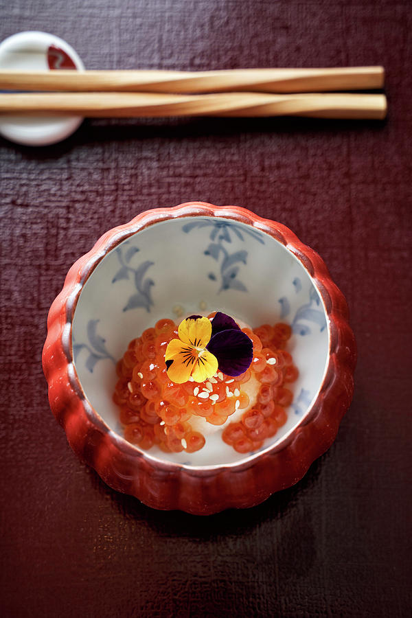 Salmon Caviar On Radish japan Photograph by Herbert Lehmann