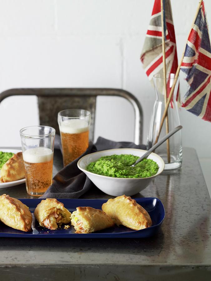 Salmon, Potato And Egg Turnovers With Creamed Peas Photograph by Chen