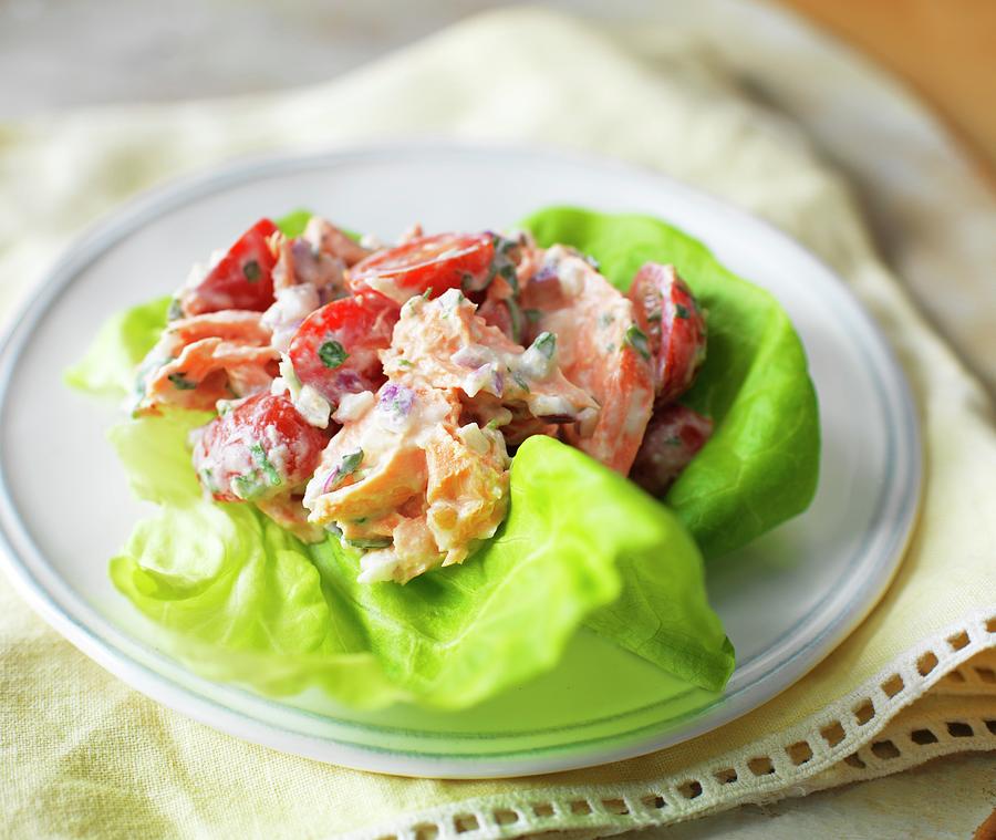 Salmon Salad With Cherry Tomatoes For Mothers Day Photograph by Jim Scherer